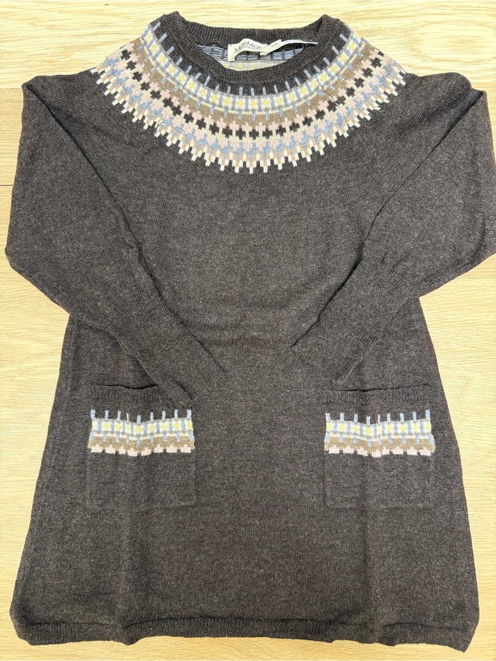 MarMar Copenhagen Fair Isle Knit Sweater in Charcoal and Pastels